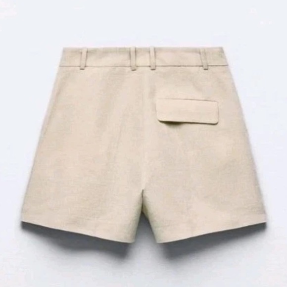 Zara Pleated High Rise Linen Blend Short Size M - Picture 8 of 11